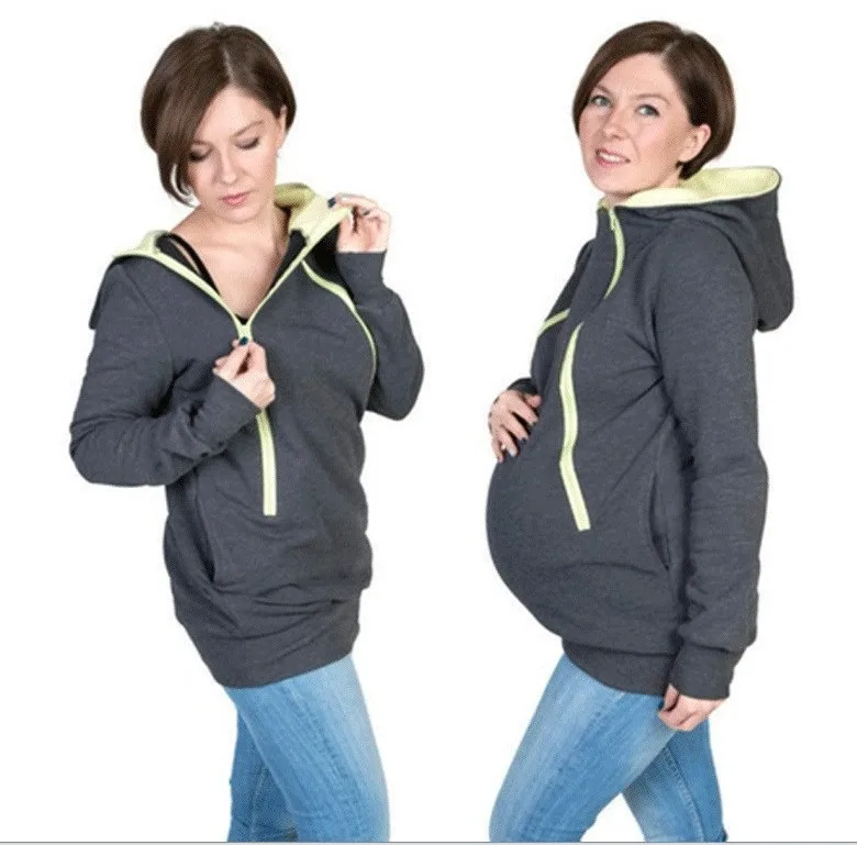 Пальто для беременных, куртка для беременных, осенняя одежда С Карманами Кенгуру, Одежда для беременных, большие размеры/М/Л/XL/2XL - Цвет: Dark