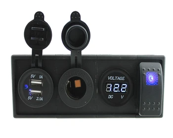 

IZTOSS DC 12V/24V led power blue voltmeter 3.1A USB port Sockets with rocker switch jumper wires and housing holder