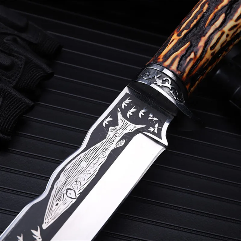 Outdoor self-defense field high hardness saber wilderness survival fruit knife small straight knife folding knife whales