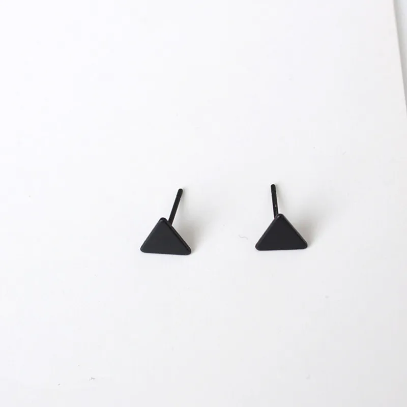 New Fashion Gold Black Silver 3 Western Triangle Round Flash Stud Earrings for Women Gifts Wholesale - Image 2