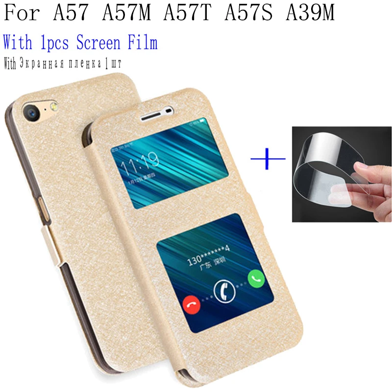 

5.2inch Smart View Window Shell For OPPO A57 A57M A57T A57S A39M Case Cover flip PU Leather phone cases For A 57 back cover