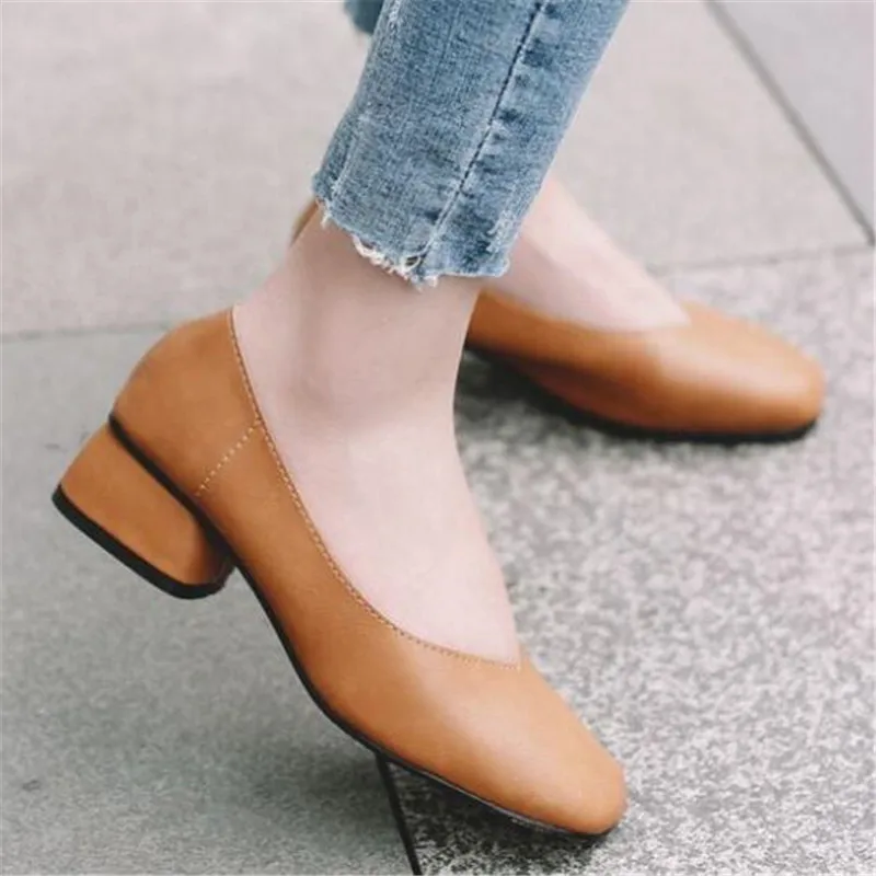 

DIWEINI Women Thick heel Shoes Genuine Leather Slip on Woman Shallow Moccasins Casual Shoes Female Summer Loafer Shoes Women F16