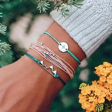 Di cristallo Del Polsino di Marca Della Boemia Cera Linea In Rilievo Braccialetto di Corda di Canapa Bussola Montagna Cava Three-piece Lettera Disegno Best Zircone(China)