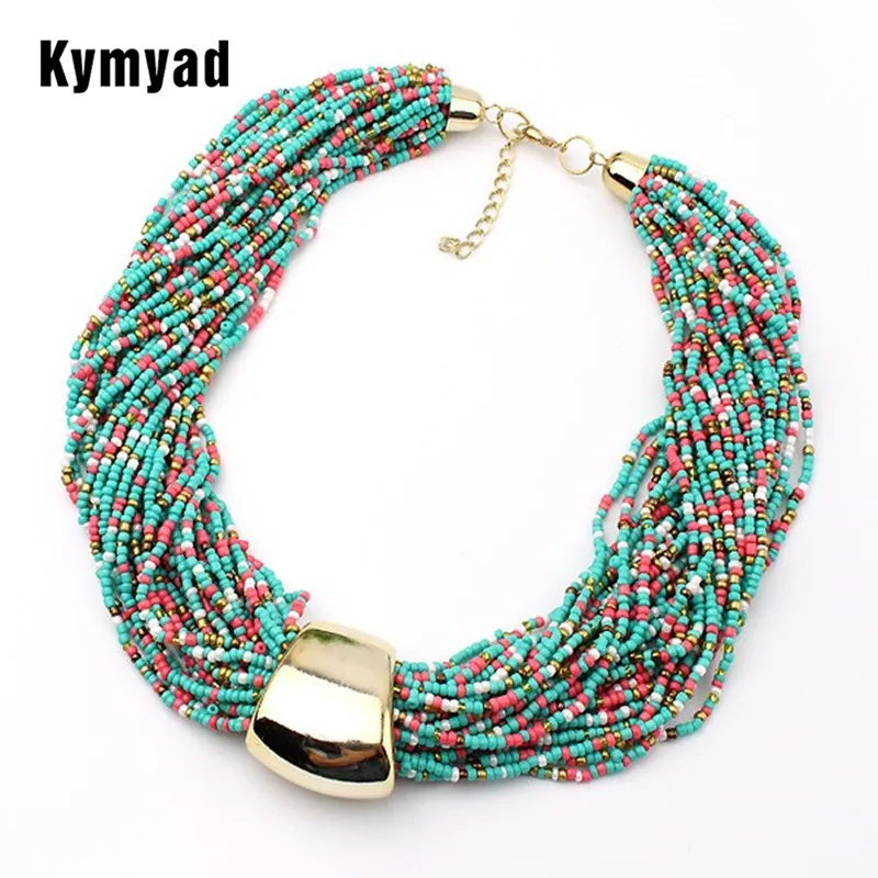 

Kymyad Bohemian Jewelry Necklace Beads Chain Necklace Multi layer Necklace Women bijoux colliers women 2015 colar feminino
