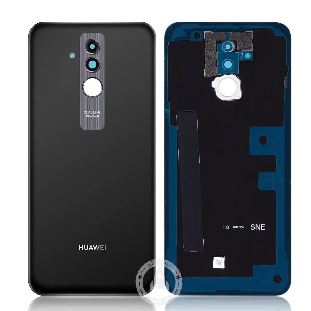 Задний корпус для huawei mate 20 Lite задняя крышка стеклянная панель с объективом камеры запасные части - Цвет: Black