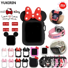 Силиконовый чехол YUKIRIN с милым рисунком Минни Микки Ститч для Apple Watch Series 4, 3, 2, 1, кожаный ремешок для iWatch 38, 42, 40, 44 мм, для девочек