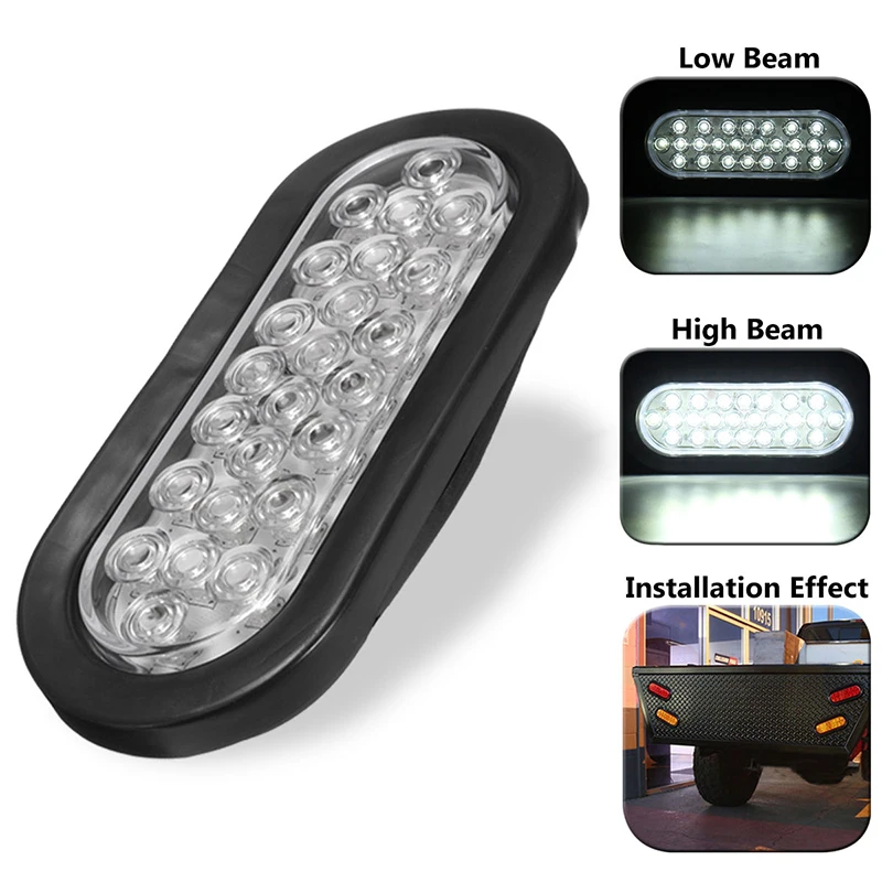 

24 LED Oval White Side/Brake/Turn/Tail Reverse Marker Light Truck Trailer Bus