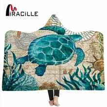 Одеяло с капюшоном Miracille Sed Turtles, s, шерстяное одеяло для детей, взрослых, черепаха, мягкая плюшевая накидка, одеяло, диван, домашний текстиль