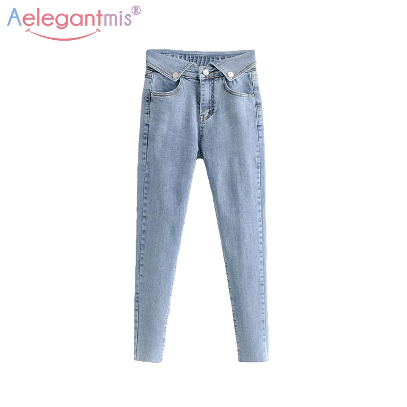 

Aelegantmis Summer Fashion Vintage Slim Women Jeans High Waist Casual Long Pencil Denim Pants Ladies High Street Denim Trousers