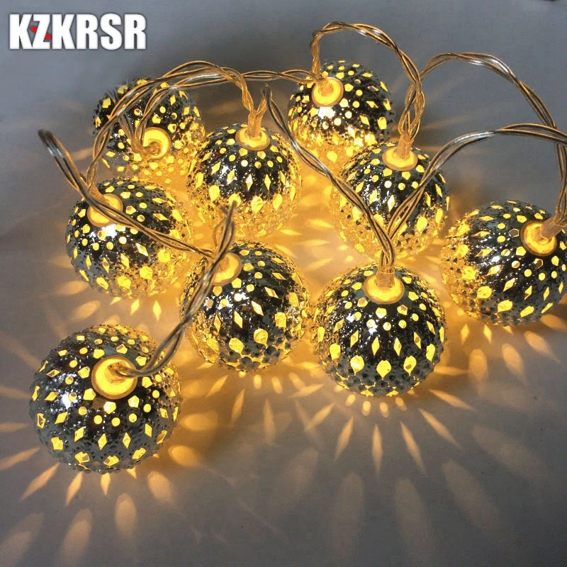 Рождественское украшение LED железный шар свет 2 5 м 20LED золотой серебряный полый