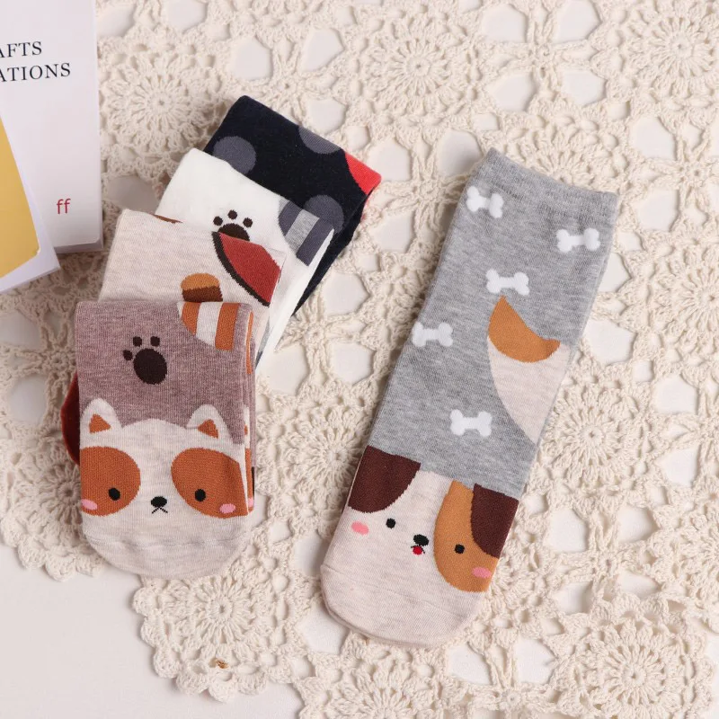 Носки с мультяшным животным котом/лисой/собакой, женские и мужские зимние носки, хлопковые носки, женские мужские носки, calcetines harajuku skarpetki