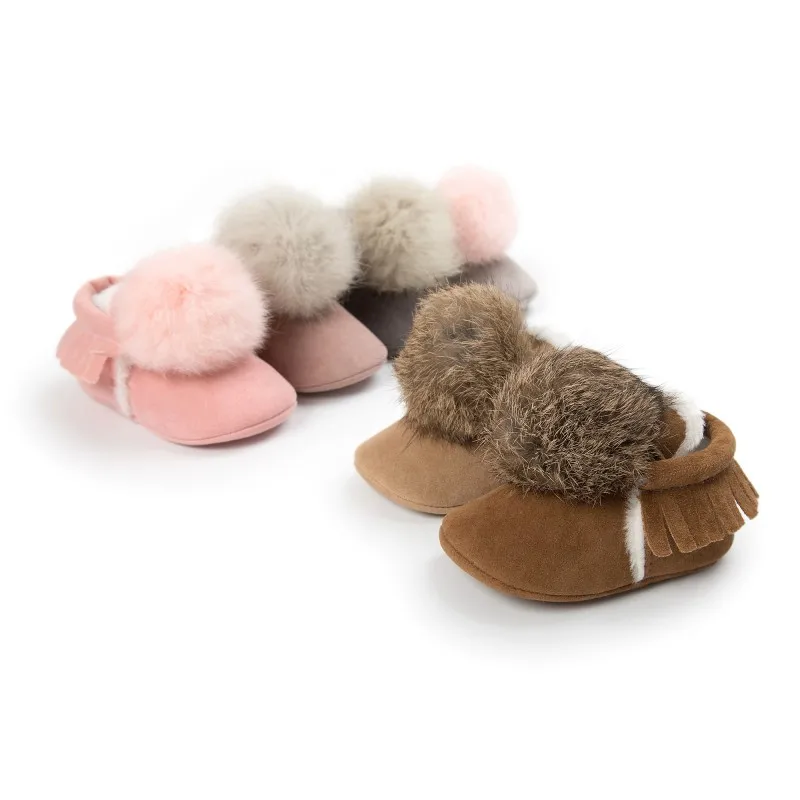 Зимние Детские ботиночки для мальчиков 0-18 месяцев, мягкая обувь для малышей с кисточками для девочек