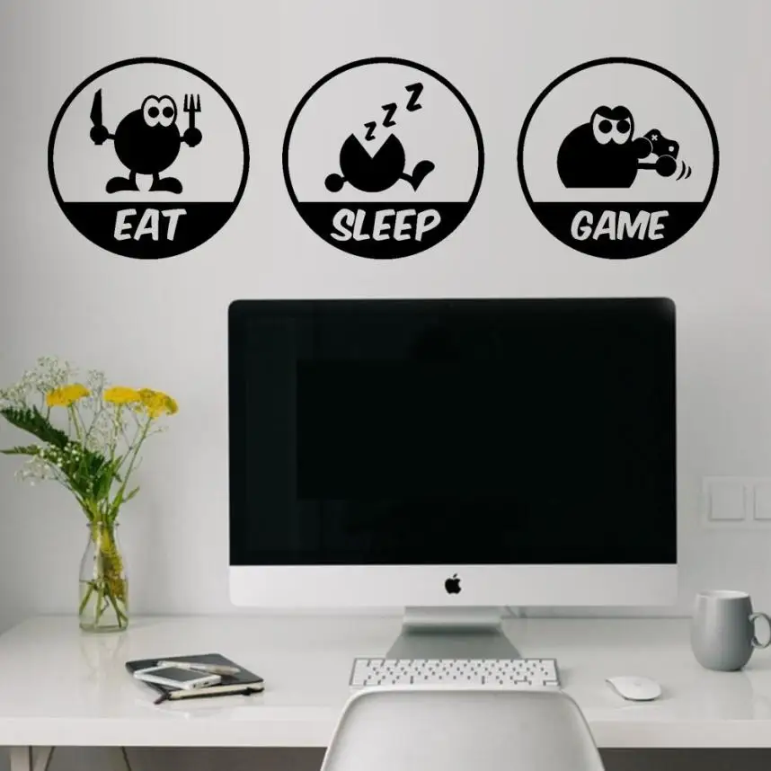 

Wall Sticker Eat Sleep Game Stickers Kids Cute Cartoon Kitchen Decor Wallstickers Adesivo De Parede 18APR9