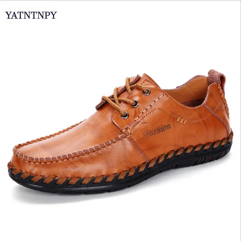 

YATNTNPY Spring handmade leather shoes men elegant casual shoes men's British wild low-top shoes