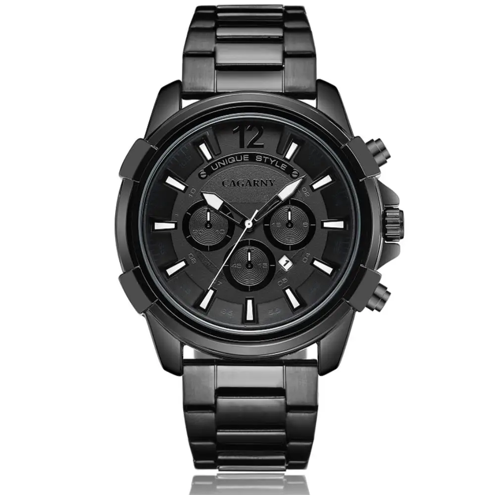 

CAGARNY TOP Watch Men Stainless Steel Men's Watch Sports Calendar Big Dial Fashion Quartz Watch Relogio Masculino Clock watches