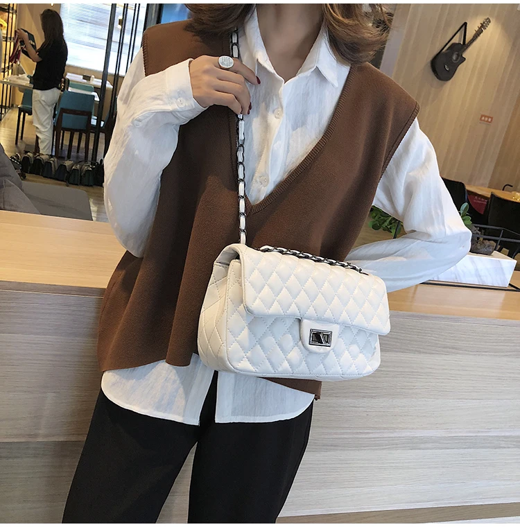 Модная простая Женская Большая квадратная сумка, новая качественная женская дизайнерская сумка из искусственной кожи, сумка через плечо с цепочкой