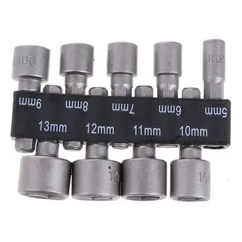 

9pcs/set 5mm-13mm 1/4inch DIY Hex Shank Socket Sleeve Nozzles Nut Driver Bit Set Drill Bit Adapter for Woodworking Power Tool