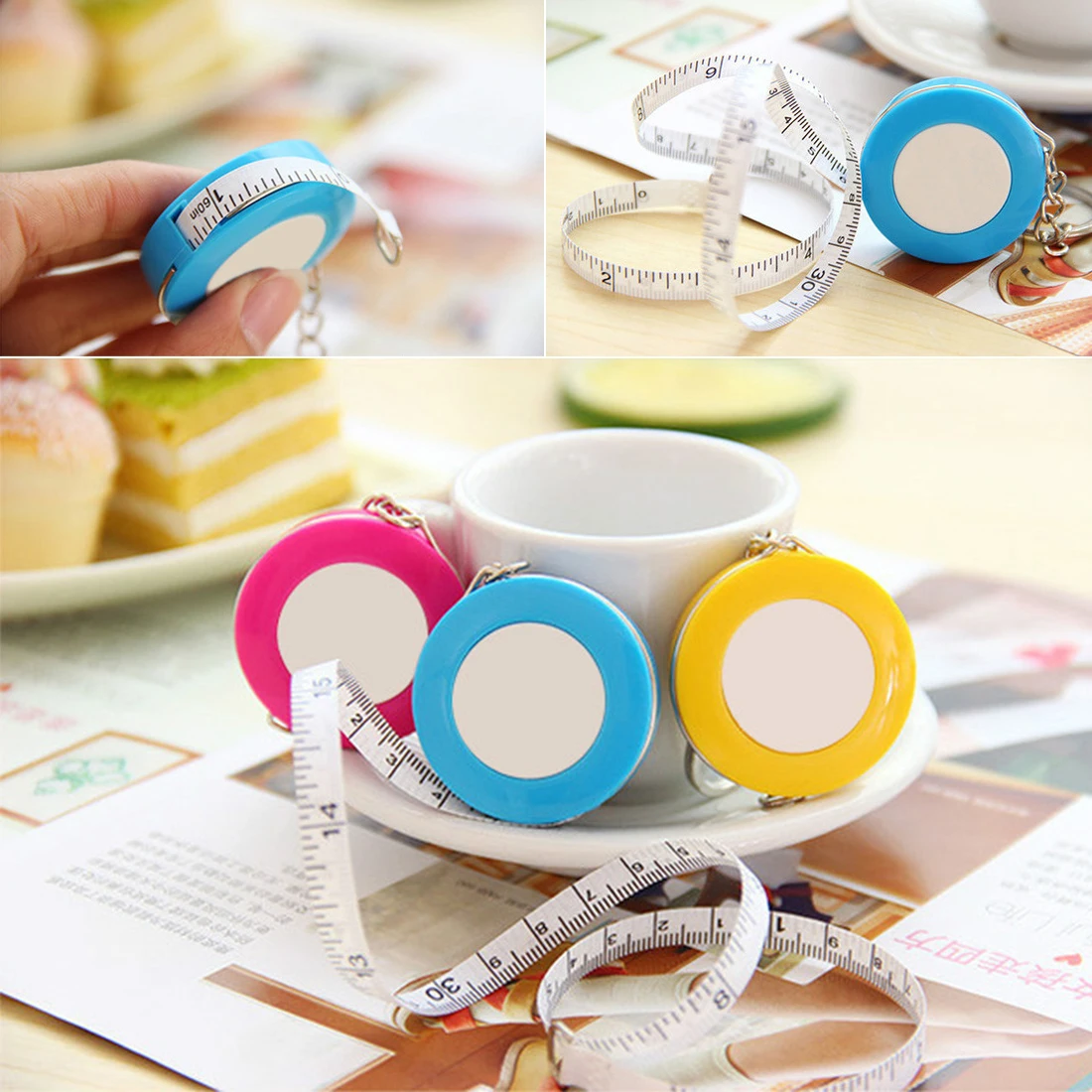 

1.5m Keychain Mini Portable Measuring Tape Measure Retractable Metric Belt Colorful Ruler Centimeter Inch Children Height Ruler
