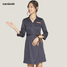 Рукава Slim fit модели матовой одежды или одежда для медсестер профессиональный халат медсестры униформа дамы короткий рукав/семь четвертей