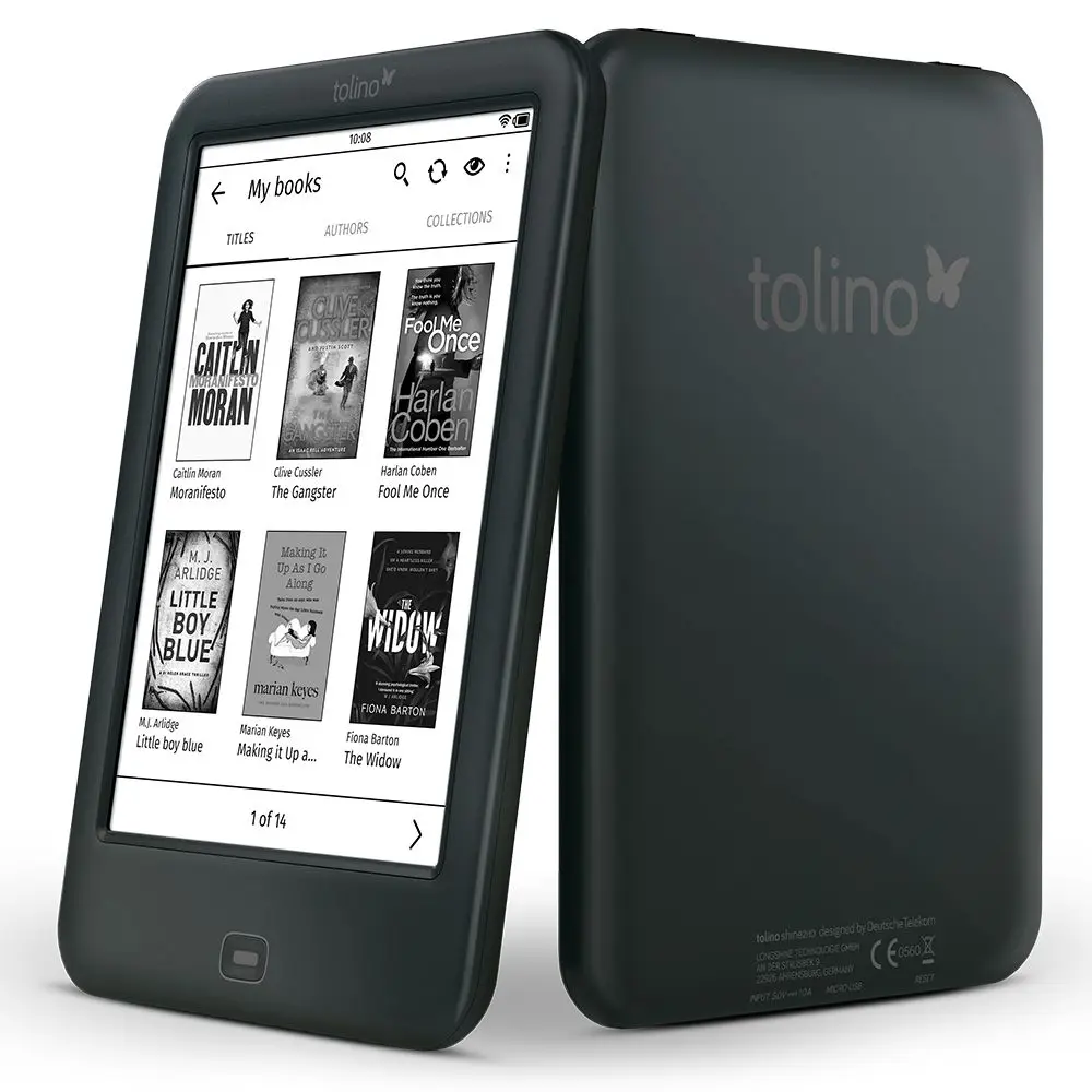 Tolino Shine2 HD 300ppi e-Book Reader WiFi e-ink 6 inch with light Touch Screen 1024x1448 retina Carta2 screen Reader