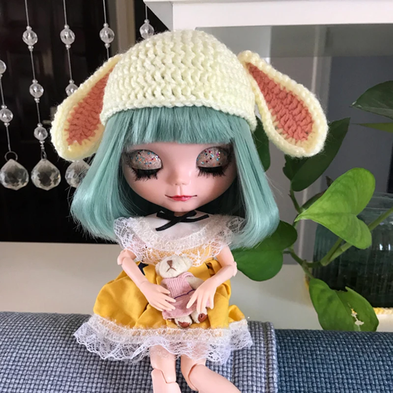 1 шт. вязаная шапка с милым кроликом для куклы 1/6 Blythe Аксессуары девочек