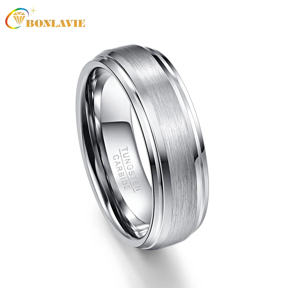 Silver Color Men Rings 100% Tungsten Carbide Wedding Bands Anillos para hombres Male Pierscienie