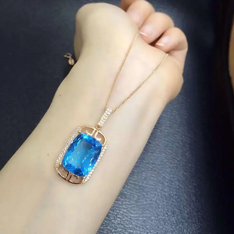

Qi Xuan_Blue Stone Simple Elegant Pendant Necklace_Real Blue Stone Necklace_Quality Guaranteed_Manufacturer Directly Sale