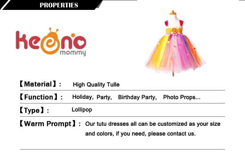 Girls Rainbow Fairy Tutu Dress Sweet Kids Candy Lollipop Dress Children Pom pom Dress for Birthday Outfit Lollipop Gown (9)