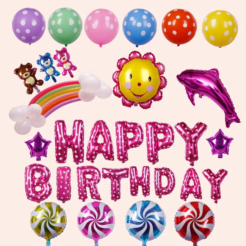 girl boy birthday decoration ideas party celebration balloons kit birthday theme background