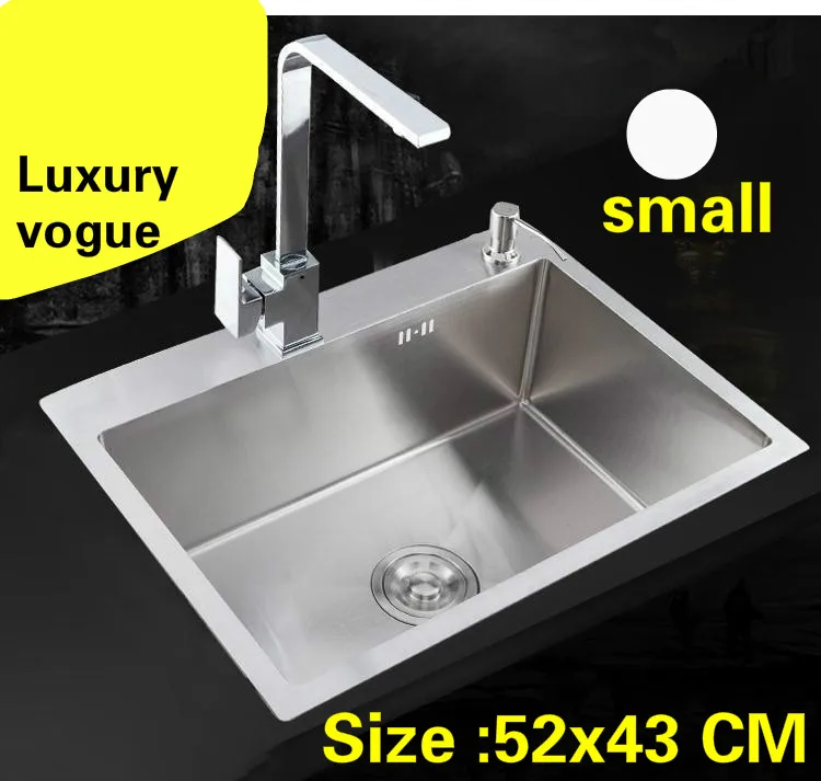 

Free shipping Apartment small kitchen manual sink single trough vogue do the dishes 304 stainless steel hot sell 52x43 CM