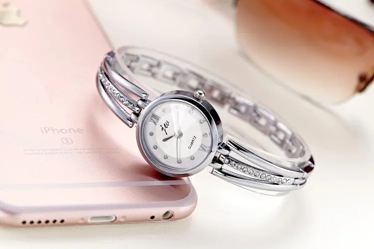 Новые Модные Стразы Часы Для женщин Элитный бренд Нержавеющая сталь браслет часы дамы кварцевые платье часы 825