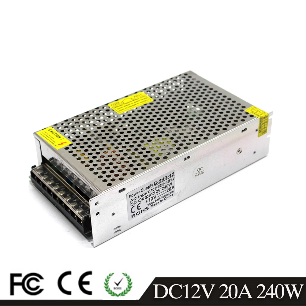 Лучшее качество 12 V 20A 240 W импульсный источник Питание драйвер Трансформатор 110 V 220 V переменного тока в постоянный DC12V Мощность адаптер для лампы светодиодные ленты CNC CCTV