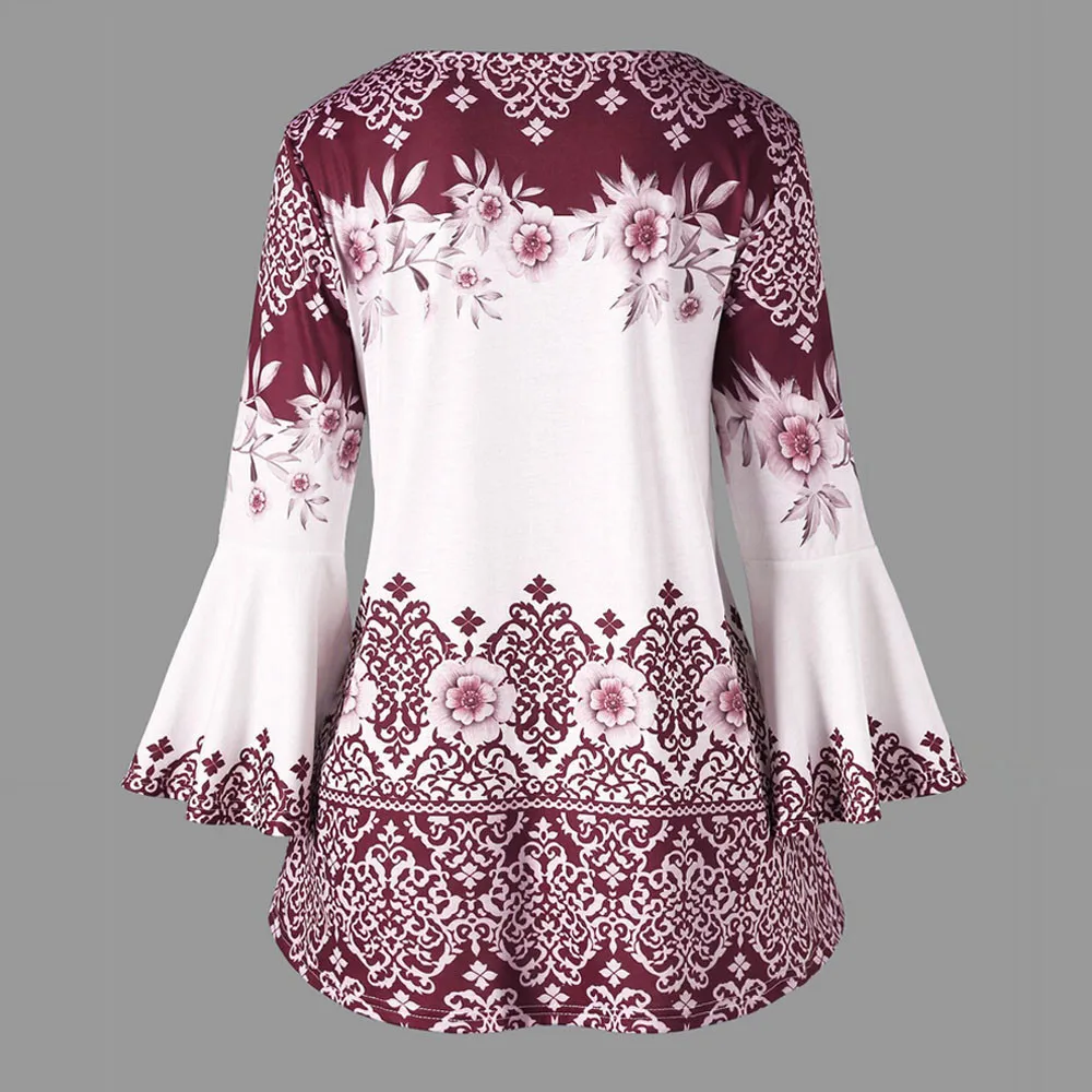 Женские топы и блузки размера плюс 5XL, зима, Женская винтажная блуза с расклешенными рукавами и длинным рукавом, женская верхняя одежда
