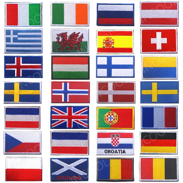 Buy Embroidery Patches Badges Slovakia Romania Switzerland Spain France Belgium Greece Netherlands Poland Vatican Hungary Flag Patch Online