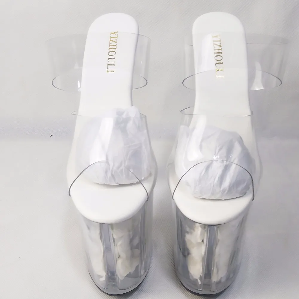 Sexy romantic rose crystal sandals, stage performance star photo album 20cm ultra high transparent dance shoes