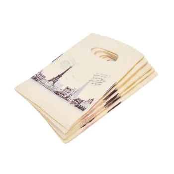 

Wholesale 100pcs/lot Vintage Yellow Eiffel Tower Packaging Bags Plastic Shopping Bags With Handle 9*15cm Gift Bag