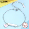 ELESHE Personalized Name Bracelets for Children Custom Pink Enamel Heart Charm Bracelet Engrave 925 Sterling Silver Jewelry Gift ► Photo 2/6
