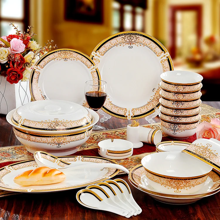 Bone China Dinnerware Set Ceramic Plates and Dishes Bowls 56pcs combination Tableware Bone China Dinnerware Set Ceramic Plates and Dishes Bowls 56pcs combination Tableware