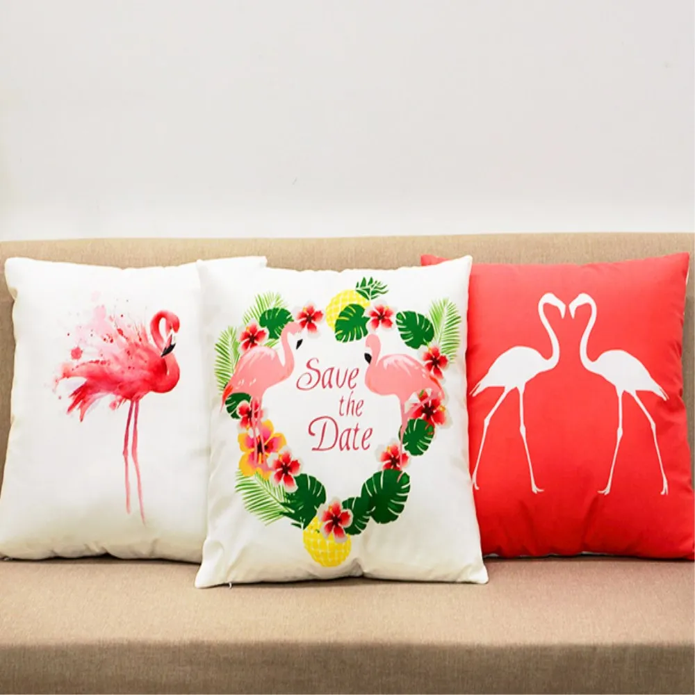 

Free Shipping 18*18Inch Flamingo Tropical Printed Pillow Cover Home Decorative Pillowcase