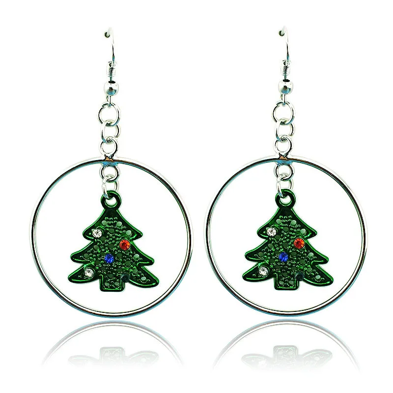

accessories long green Fashion diamonds Christmas tree pendant earrings fine jewelry for women girl pop dangle for ladys females