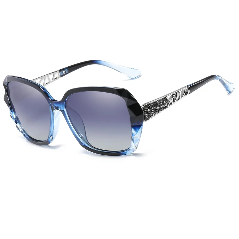 Модные женские брендовые дизайнерские солнцезащитные очки, поляризационные, большие размеры, солнечные очки, UV400, градиентные, lunetes de soleil femmes - Цвет линз: blue gray