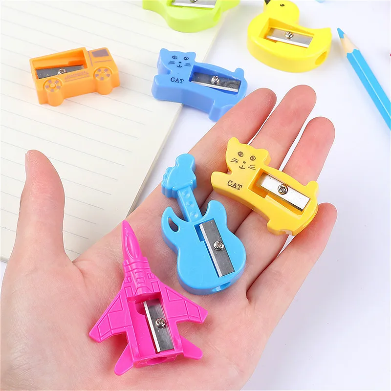 10pcs Cute Cartoon Pencil Sharpeners Chancery Kawaii Manual Plastic