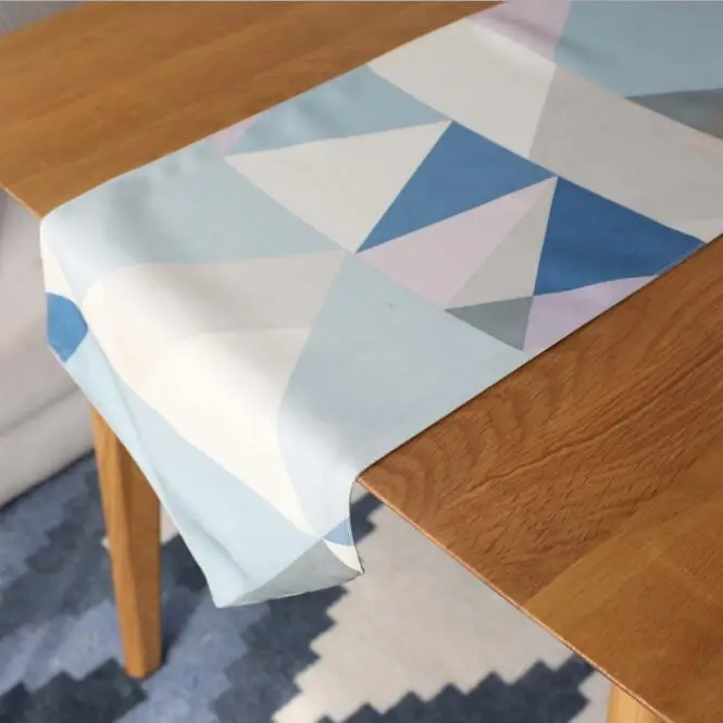 

Fyjafon Table Runner Waterproof Table Runners Blue/Yellow Runner Table Polyester Geometric Runner 30*180cm/30*200cm/30*220cm