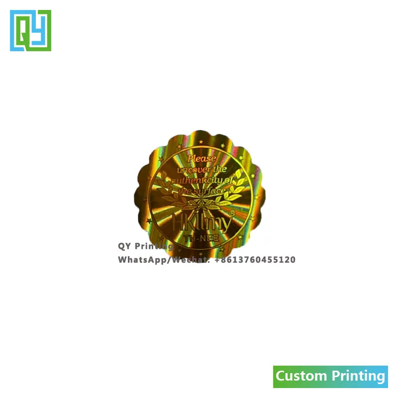10000pcs 25x25mm 무료 배송 사용자 정의 인쇄 3D 황금 호 일 홀로그램 스티커 사용자 지정 숨겨진 된 텍스트 QR 코드 보안 인감 레이블