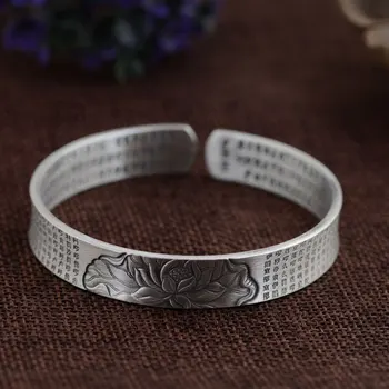 

Real 925 Silver Buddha Bangle Bring Good Luck Fashion 100% S925 Sterling Silver Adjustable Size 54mm Bangles for Women Jewelry