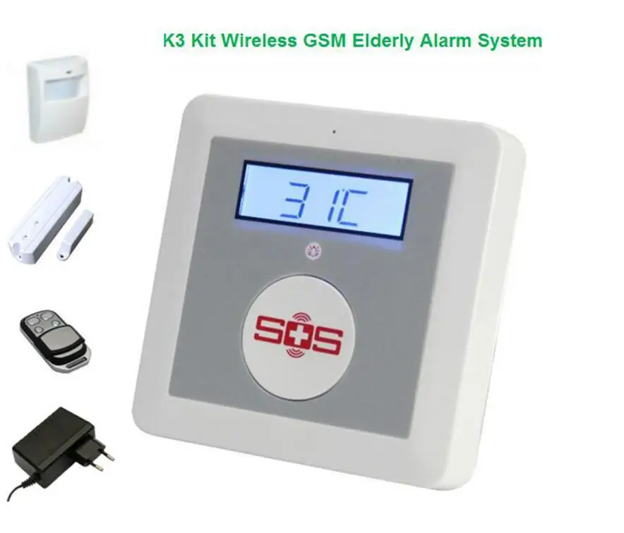 IOS/Android APP SOS сигнализация Беспроводной аварийного GSM сигнализация Системы охранных пожилых помощник K3 комплект(опция, как показано на рисунке - Цвет: no SOS Buttons