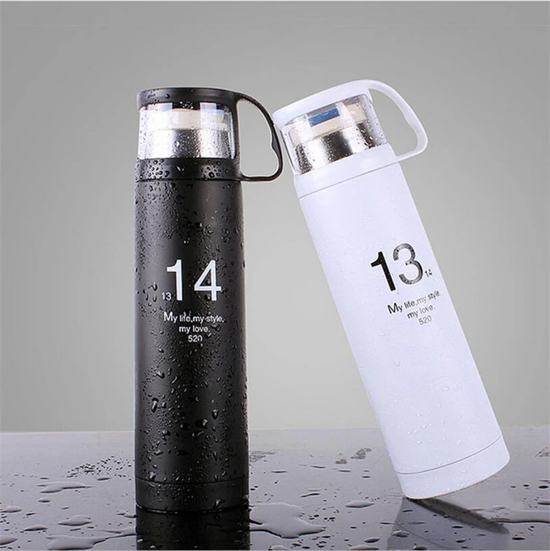 Pop Black&white Stainless Steel Thermos Mug Vacuum Flask Bottle Thermal