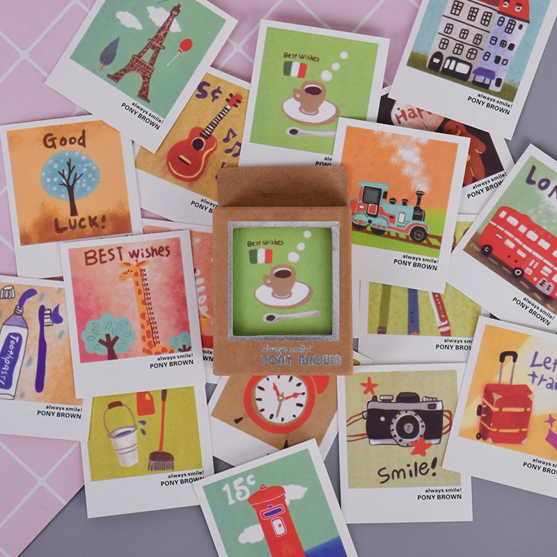 

40 pcs/lot Vintage locomotive cartoon animals mini message cards thank you card festival greeting postcard kids gift