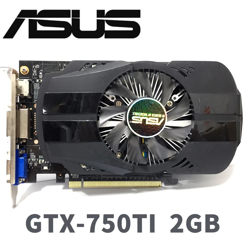 Видеокарты Asus для компьютера графические карты GTX 750 Ti OC 2 Гб 750Ti D5 DDR5 128 бит PCI