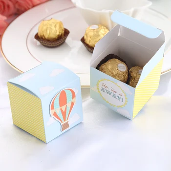 

New Style Hot Air Balloon Paper Candy Box Baby Shower Favor Box Birthday Party Gift Box For Boy And Girl 12Pcs
